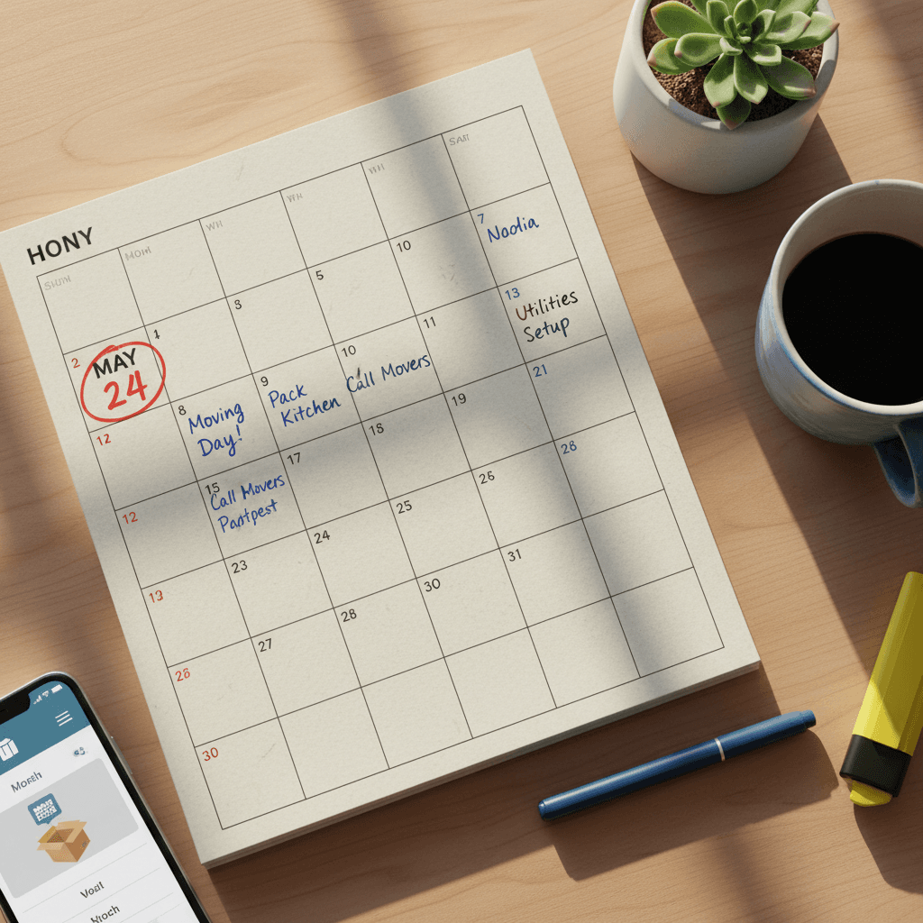 Calendar showing flexible scheduling for moving day